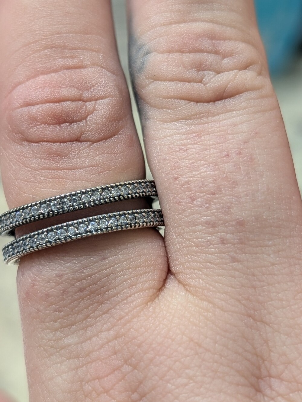 Pandora Ring.Double Row Pavé Stackable Ring -